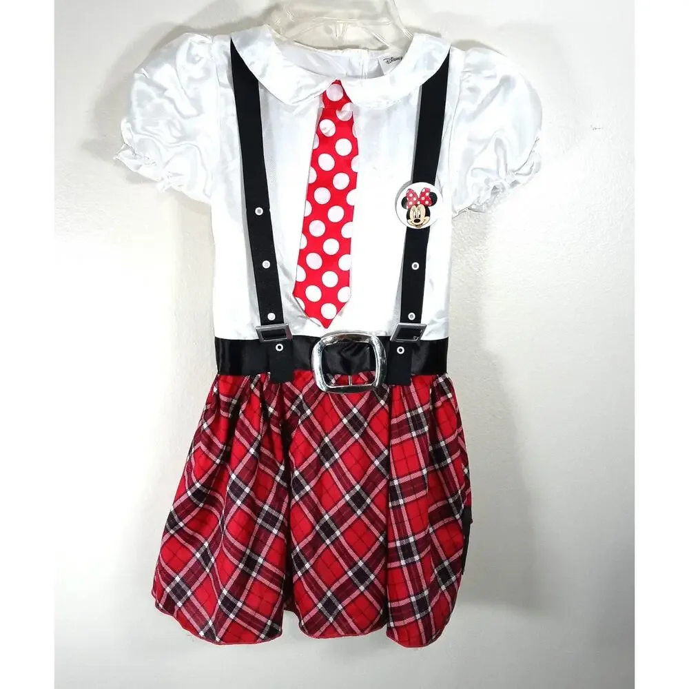 Disney Minnie Mouse Nerd Halloween Costume Girls Medium 8 / 10 Tie Suspenders